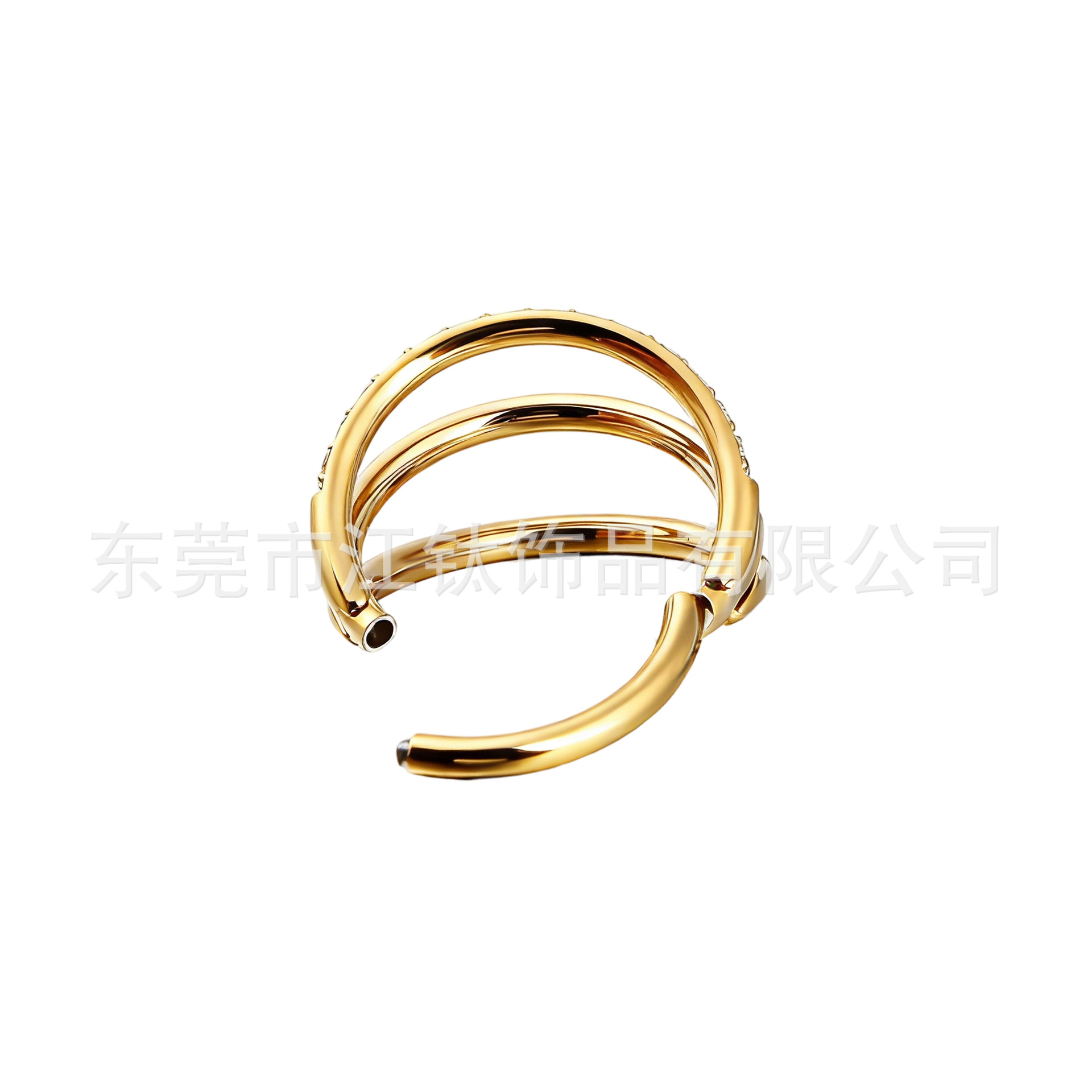 G23 Titanium Nose Ring with Three Layers Double Beveled Edges Inlaid Zircon, ASTM F136 Nose Stud Gold - Image 5
