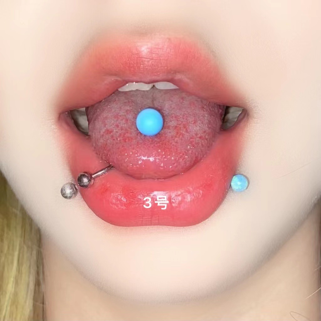 Hot Girl Acrylic Tongue Ring Niche Ins Tongue Piercing Jewelry 12mm Bar Length Stainless Steel Wholesale - Image 3