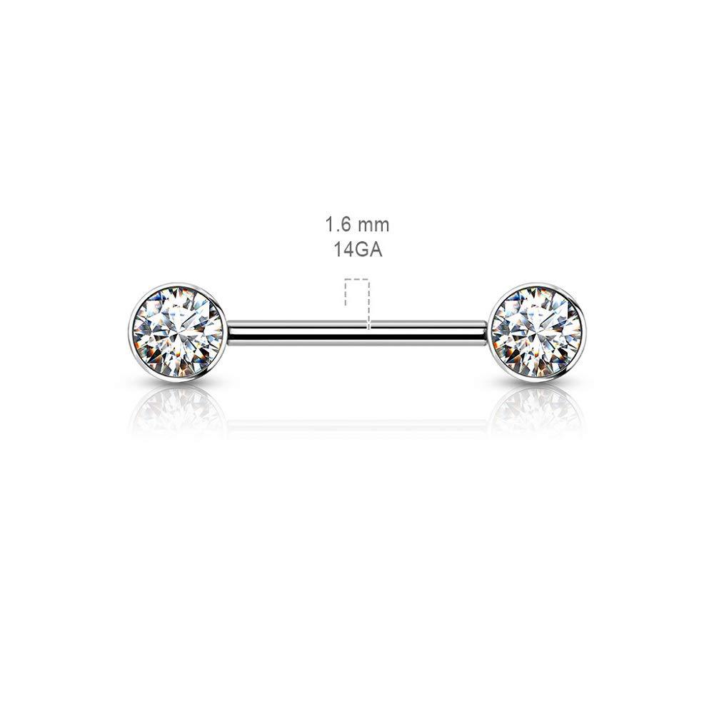 G23 Titanium Pin Type Rolling Ring Inlaid Stone Cylindrical Ear Bridge Straight Bar Earring Titanium Alloy Piercing Jewelry - Image 2