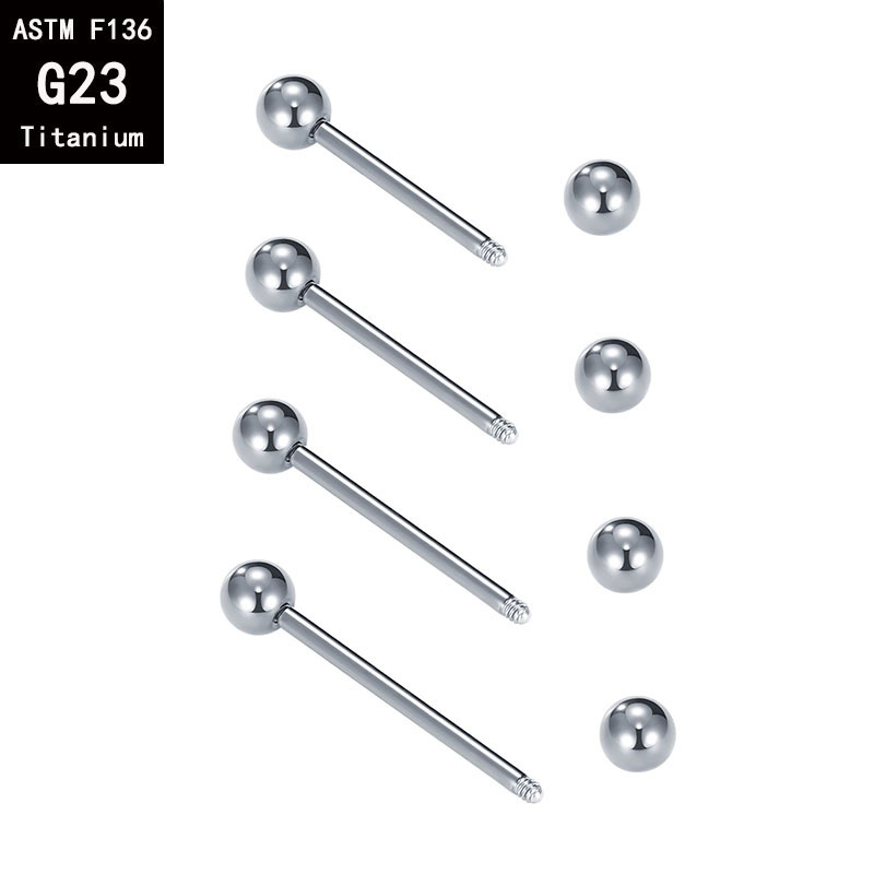 G23 Titanium External Thread Straight Rod Tongue Bar Lip Labret Stud - F136 Alloy Ear Cartilage Nose Body Piercing Jewelry - Image 2