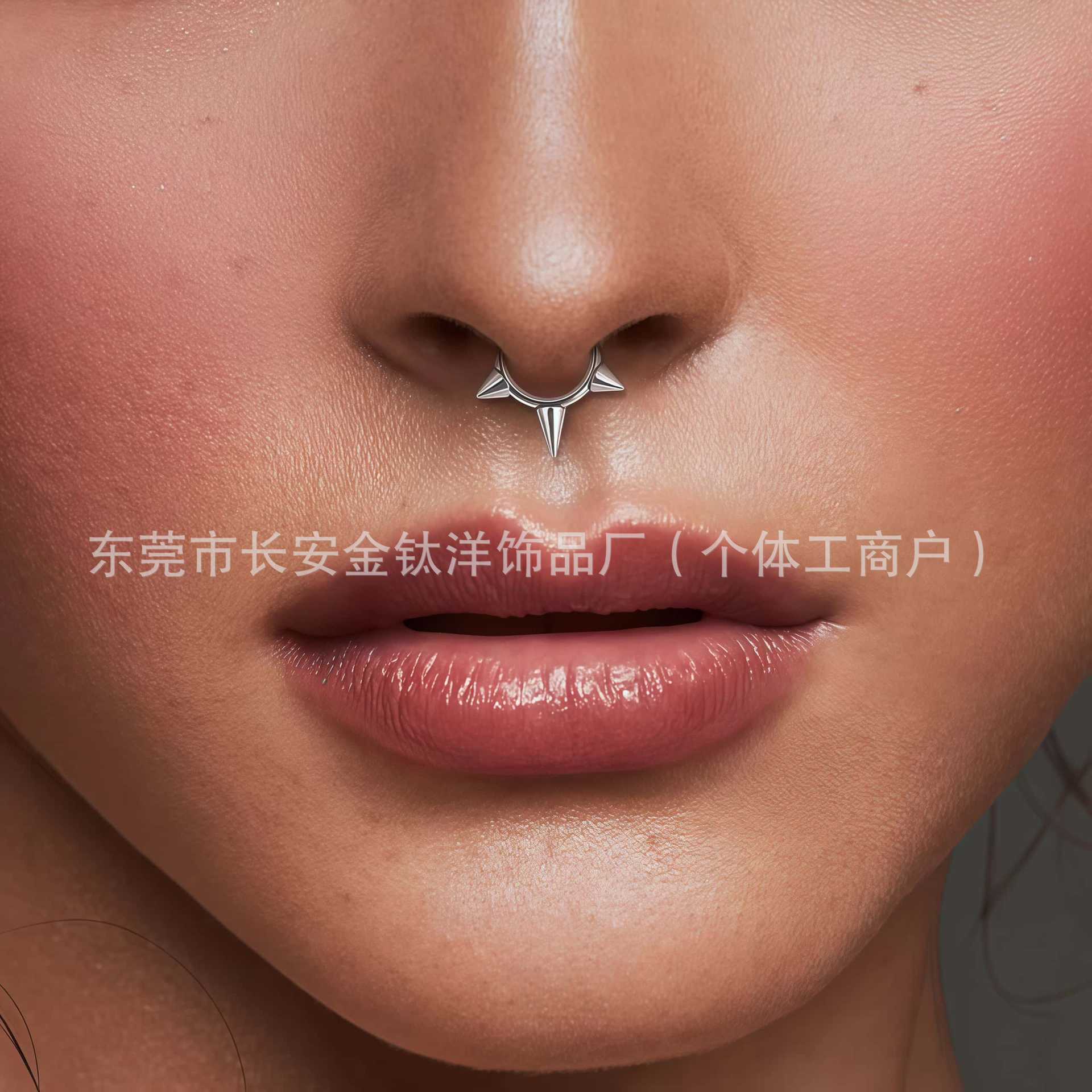 F136 Titanium Tip Closed Ring Nose Nail Lip Ear Stud G23 Alloy Body Piercing Jewelry - Image 4