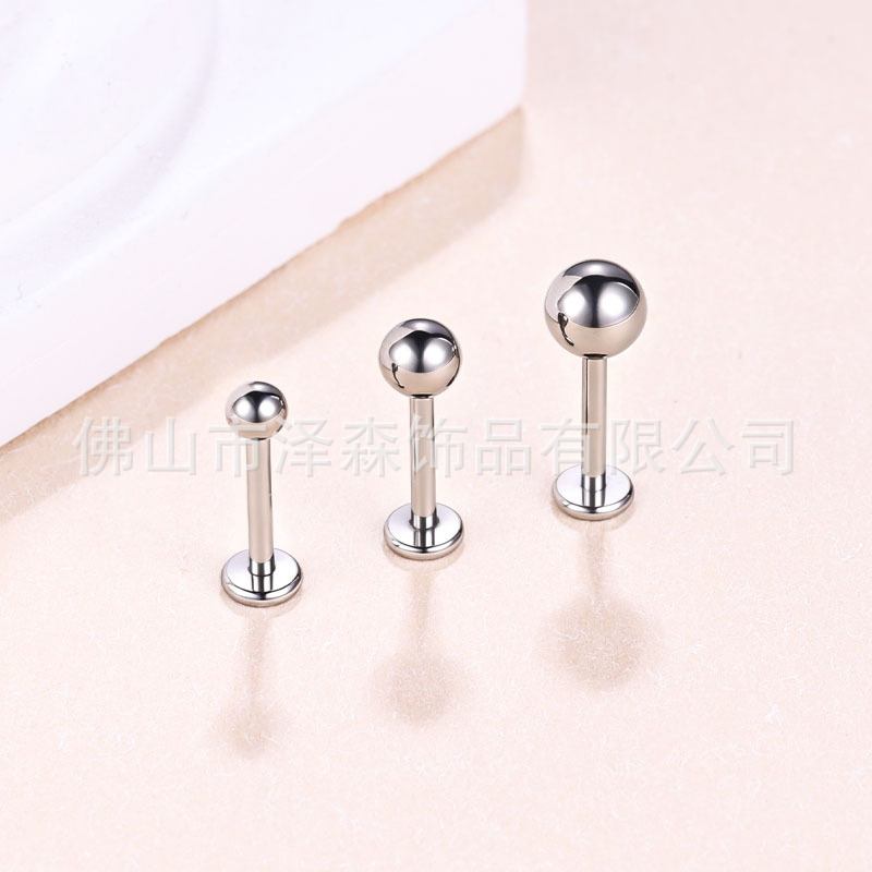 Zesen F136 Titanium Alloy Ear Cartilage Stud - Round Ball Labret Flat Back Lip Piercing Jewelry - Image 3