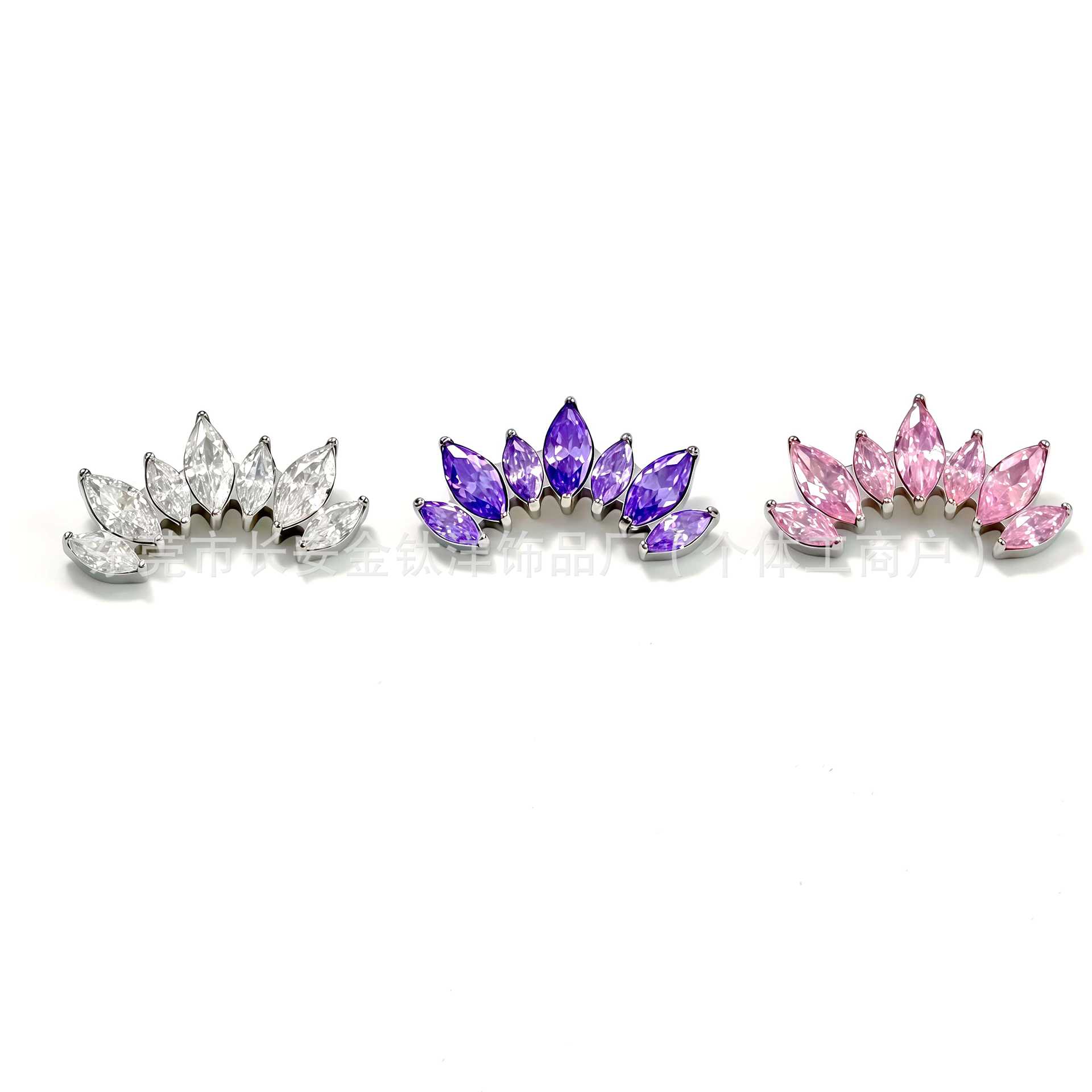 F136 Titanium Seven-Leaf Horse Eye Inlaid 5A Zircon Earrings Lip Studs G23 Titanium Alloy Ear Cartilage Piercing Jewelry Cartilage Studs - Image 4