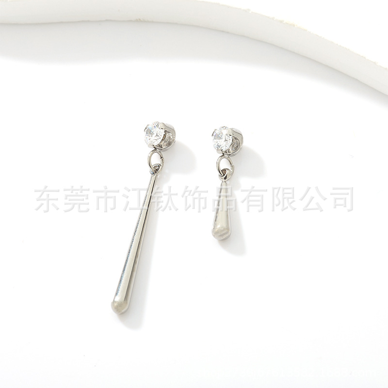 JT627 Titanium Alloy Hollow Water Drop Pendant Earring with Zircon for Cartilage Piercing - Image 2