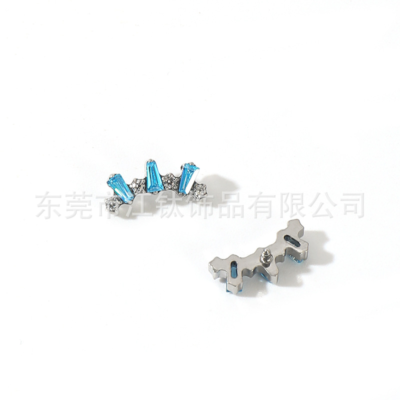 G23 Titanium Trapezoid Inlaid Zircon Ear Bone Nail - Cartilage Stud for Helix Tragus Ear Piercing - Image 5