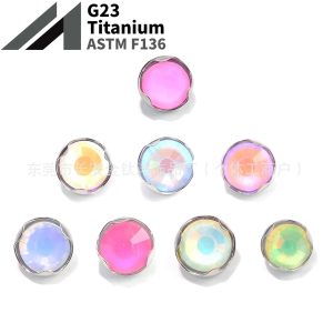 F136 Titanium Wave Edge Plated CZ Diamond Navel Nail Ear Bone Piercing Jewelry