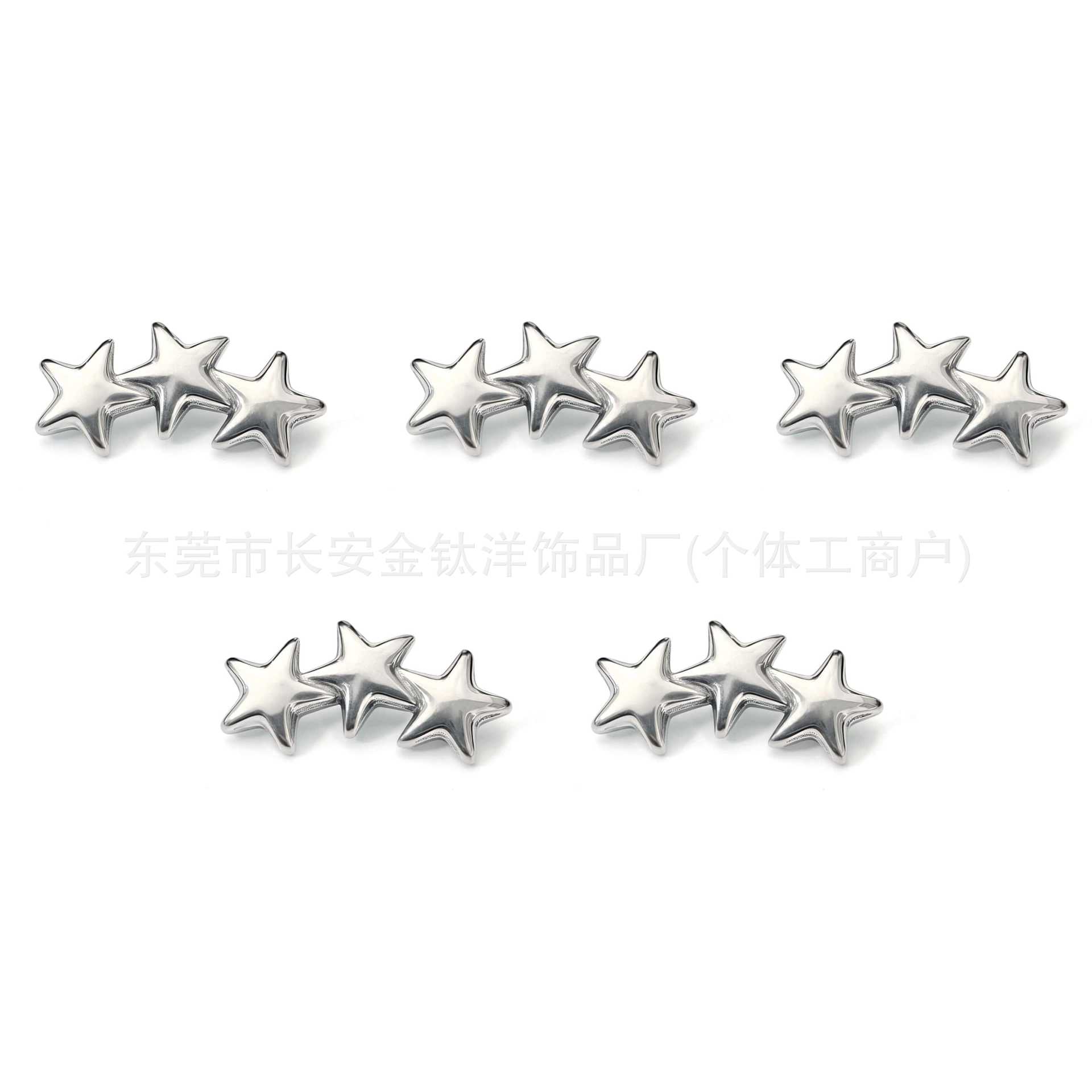 F136 Titanium Internal Thread Triple Pentagram Lip Stud Ear Stud Ear Bone Stud G23 Titanium Alloy Body Piercing Jewelry - Image 5