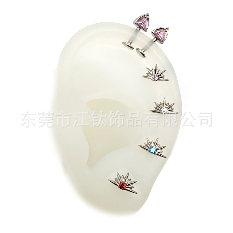 Gold Crown Zircon G23 Titanium Alloy Ear Cartilage Stud Earring Body Piercing Jewelry - Image 3
