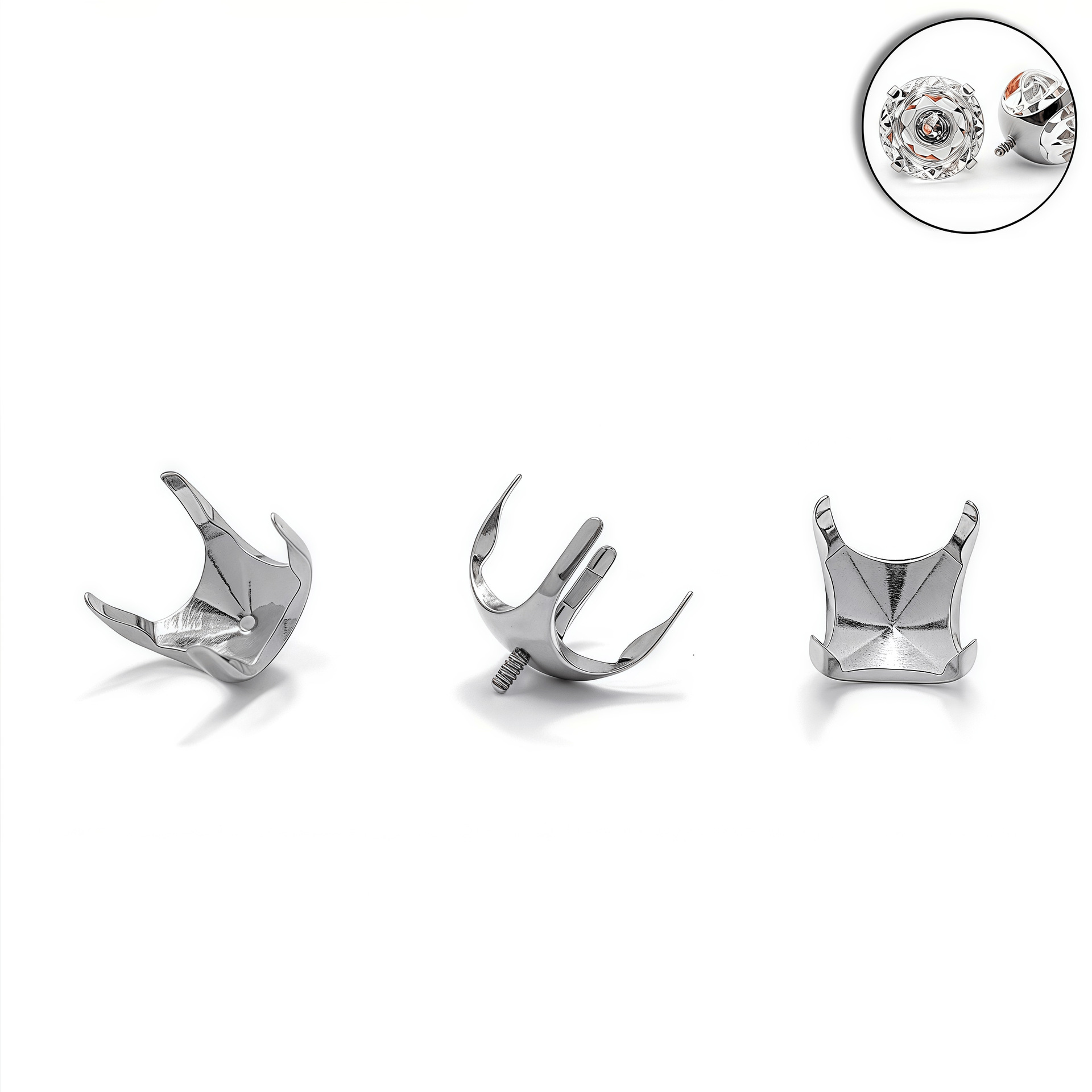 F136 Titanium 8mm Round Bottom Four-Prong Empty Setting DIY Claw Setting Eight-Sided Rose-Cut Zircon G23 Titanium Alloy Jewelry - Image 5