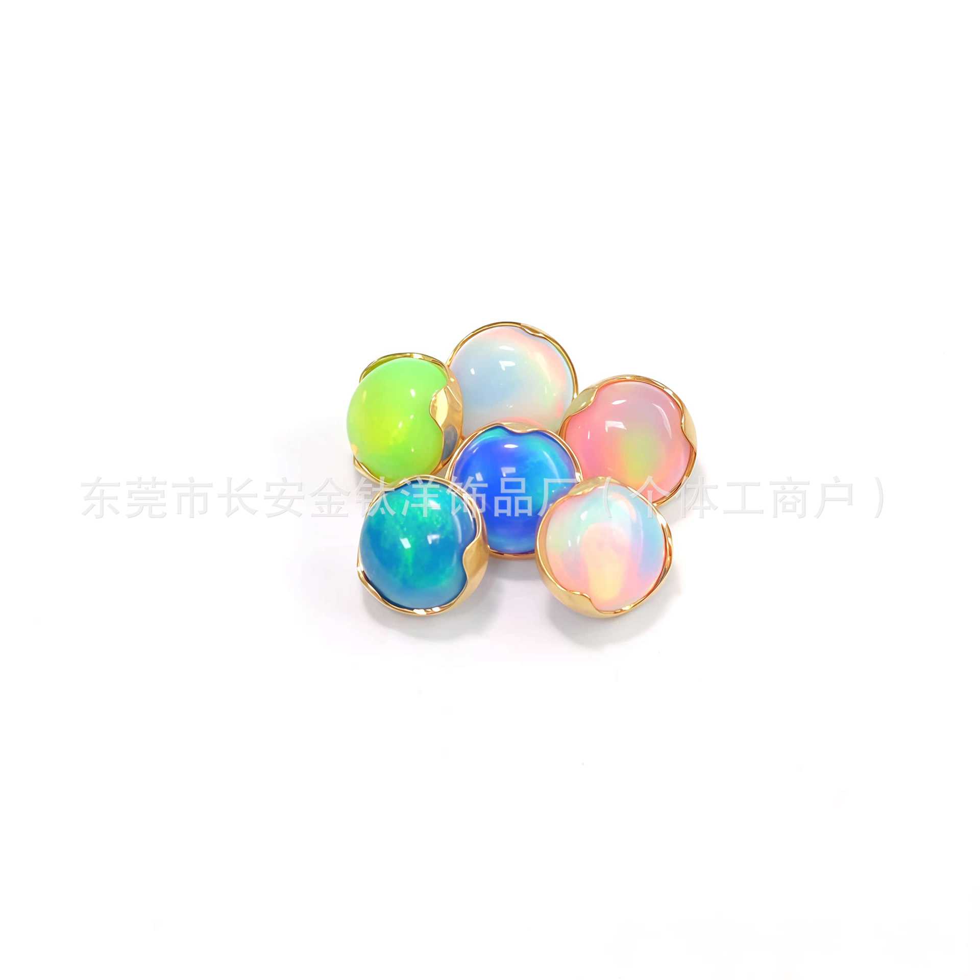 F136 Titanium 18K Gold-Plated Wavy Edge Flats Bottom Nebula Opal Earrings Ear Bone Nails G23 Titanium Alloy Piercing Jewelry - Image 2