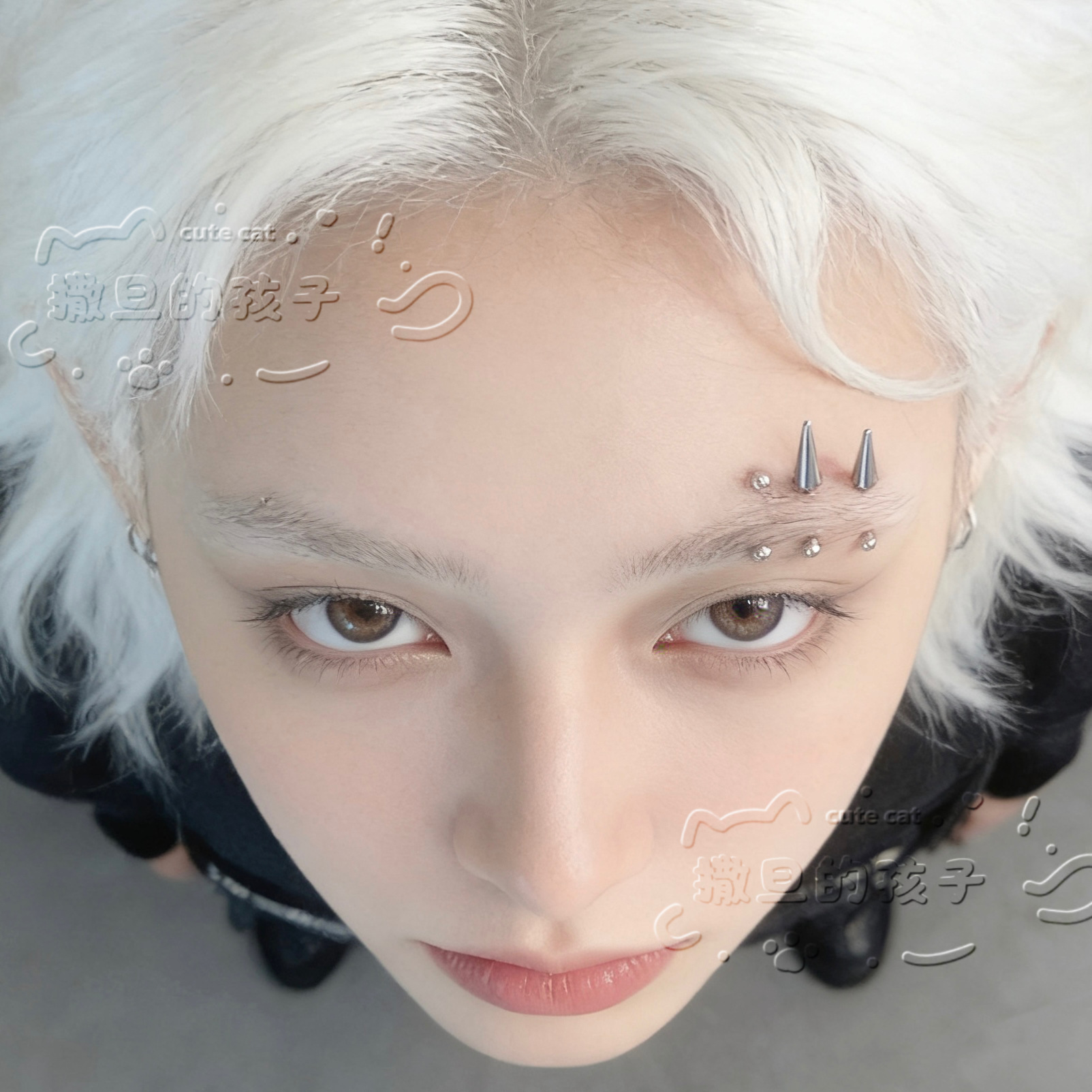 Satan's Children Leisurely Dancing Cranes Titanium Steel Eyebrow Studs Rock Spike Pointed Cone Curve Eyebrow Ring - Image 2