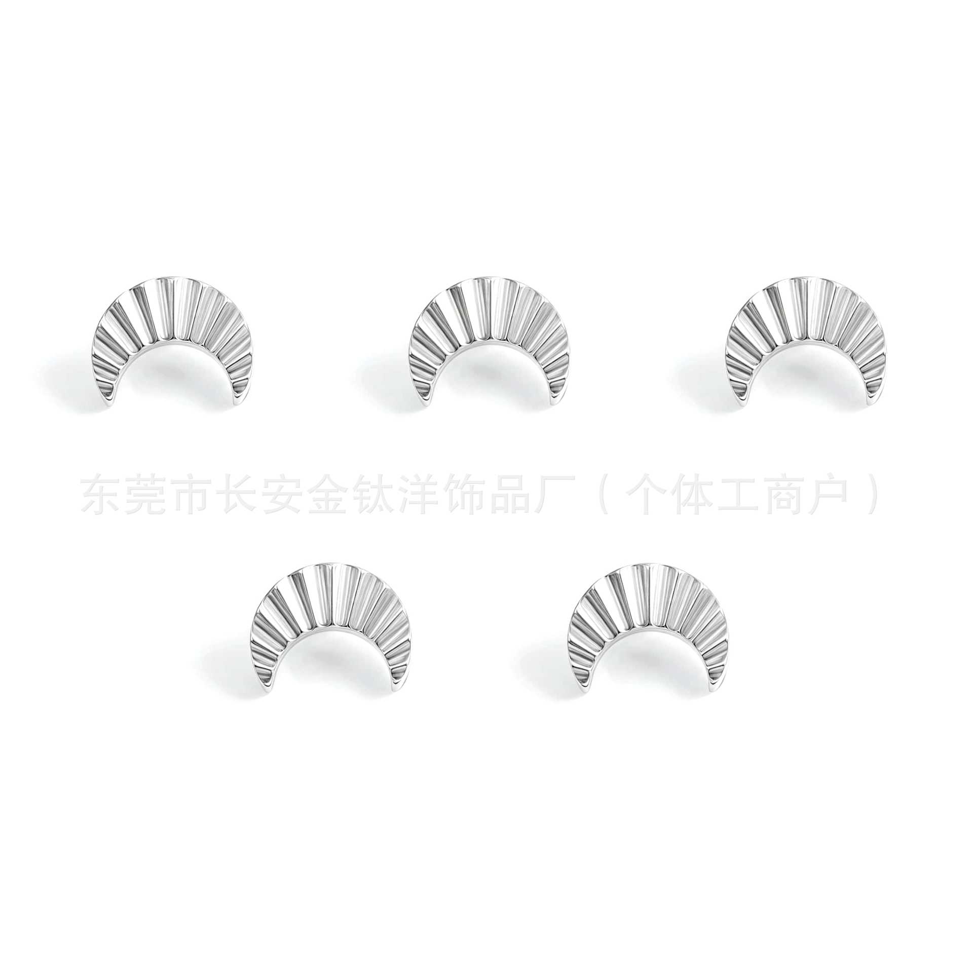 Titanium Radiating Moon Crescent Lip Nose Ear Piercing Jewelry - 1.2mm x 14mm Labret Stud, G23 Titanium Alloy - Image 5
