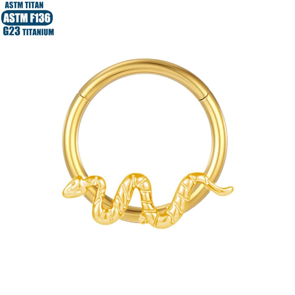 F136 Titanium Alloy Snake Nose Ring Hinge Septum Ring Seamless Open Ring Cartilage Piercing Ear Bone Ring - Image 4
