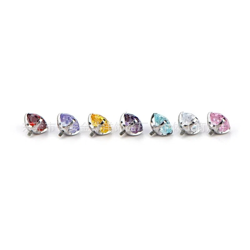 F136 Titanium Round Bottom Inner Teeth Fireworks Cut Zircon Lip Nail Ear Bone Nail G23 Titanium Alloy Body Piercing Jewelry Ear Stud - Image 2
