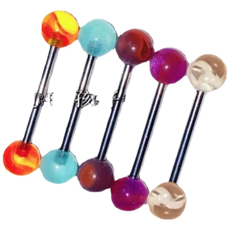 Titanium Steel Tongue Nail Acrylic Piercing Jewelry - European American Hot Girl Tongue Ring for Style - Image 5