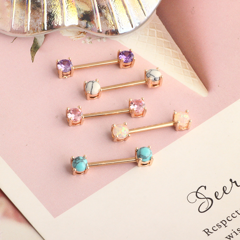 New Stainless Steel Zircon Nipple Ring Nipple Nail Heart-Shaped Electroplated Nipple Jewelry Rose Gold - Image 3