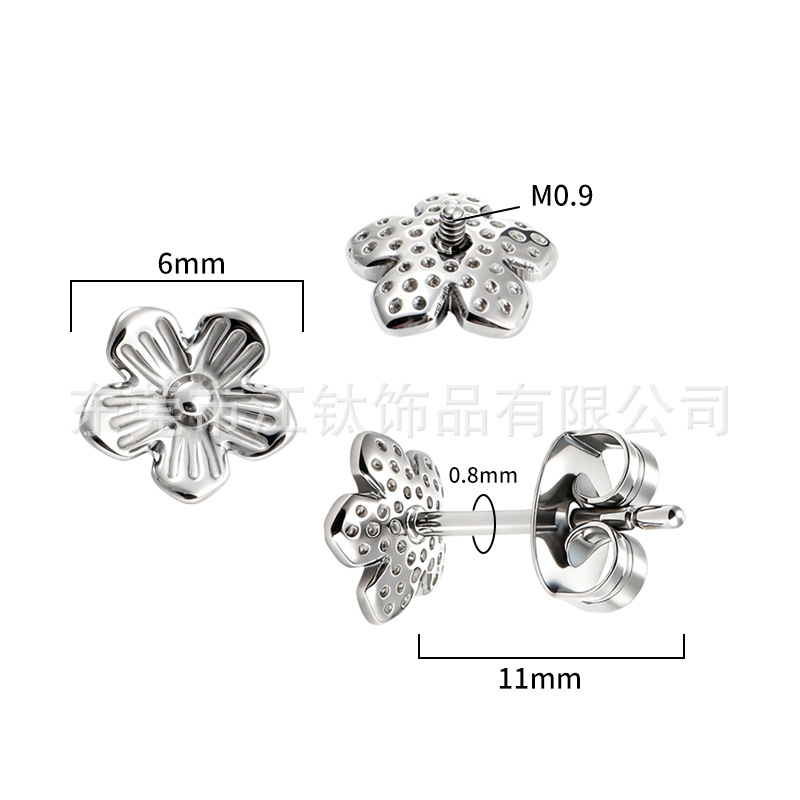 G23 Titanium Ear Bone Nail Flower Butterfly Ear Stud Cartilage Piercing Jewelry - Image 2