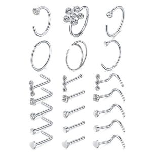 Tide Cool Nose Nail Set with C-Shaped U-Shaped Rings - Stainless Steel Body Piercing Jewelry Kit for Men and Women