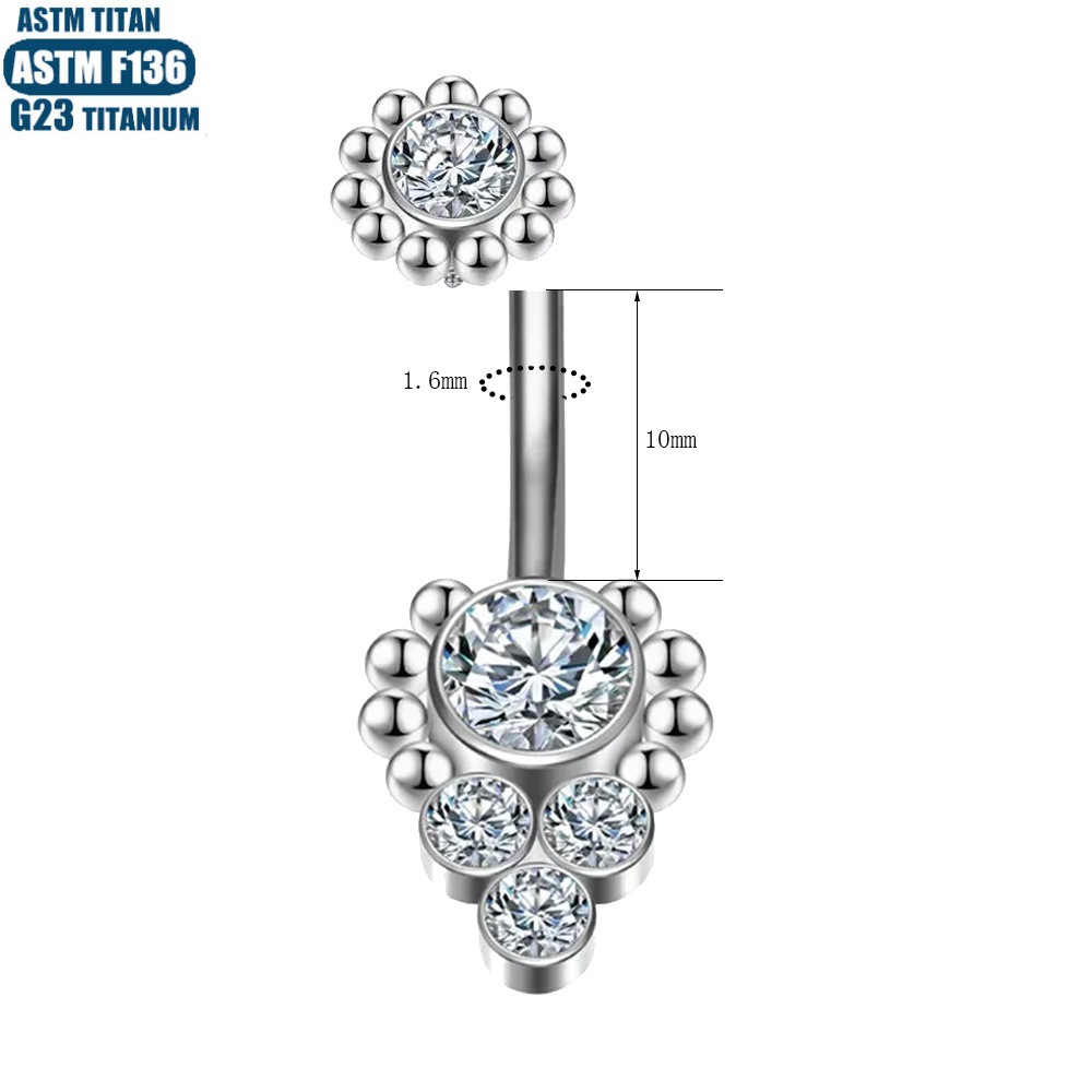 G23 Titanium Alloy Zircon Navel Ring Inner Teeth Screw Belly Button Piercing Jewelry Dangle Navel Buckle Stud - Image 4