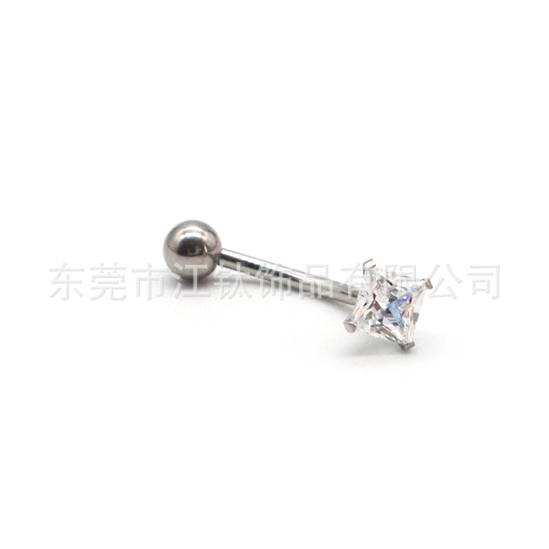 F136 Titanium Eyebrow Ring Square Inner Tooth Curved Barbell 5A Zircon G23 Titanium Alloy Body Piercing Jewelry Eyebrow Bone Nail - Image 3