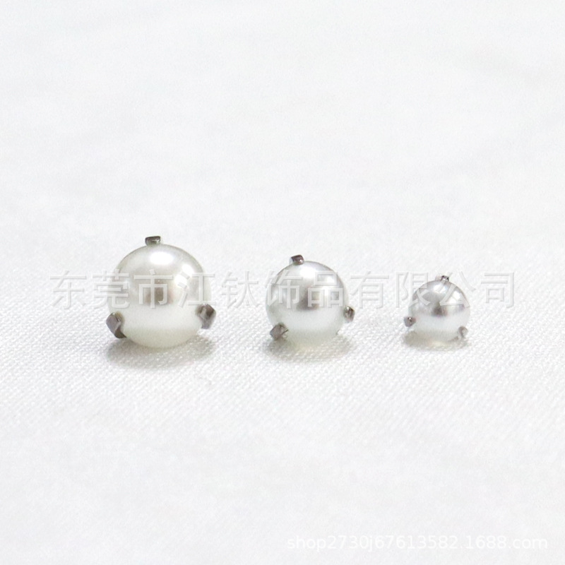 F136 Titanium Pearl Stud Earrings 3-Claw Ball Lip Nail Tongue Nail G23 Titanium Alloy Body Piercing Ear Bone Nail Accessories - Image 2