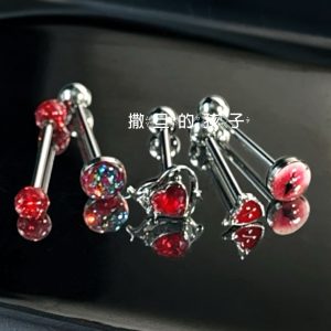 Red Truffle 316L Surgical Steel Tongue Nail Piercing Jewelry - Hot Girl Sweet Cool Style