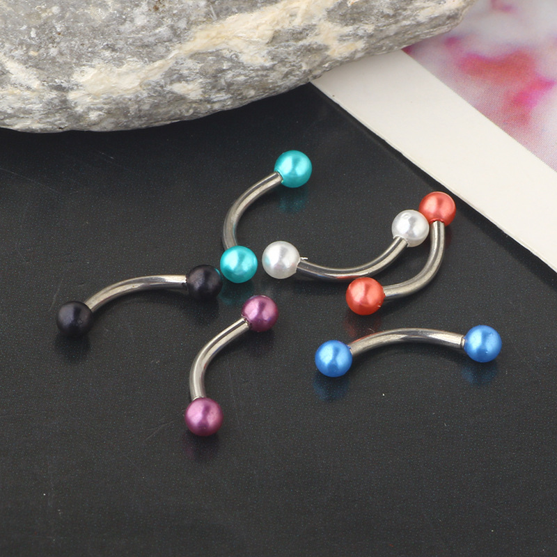 Stainless Steel Eyebrow Ring Star Design Pearl Ball Lip Nose Ear Piercing Jewelry Wholesale - Image 2