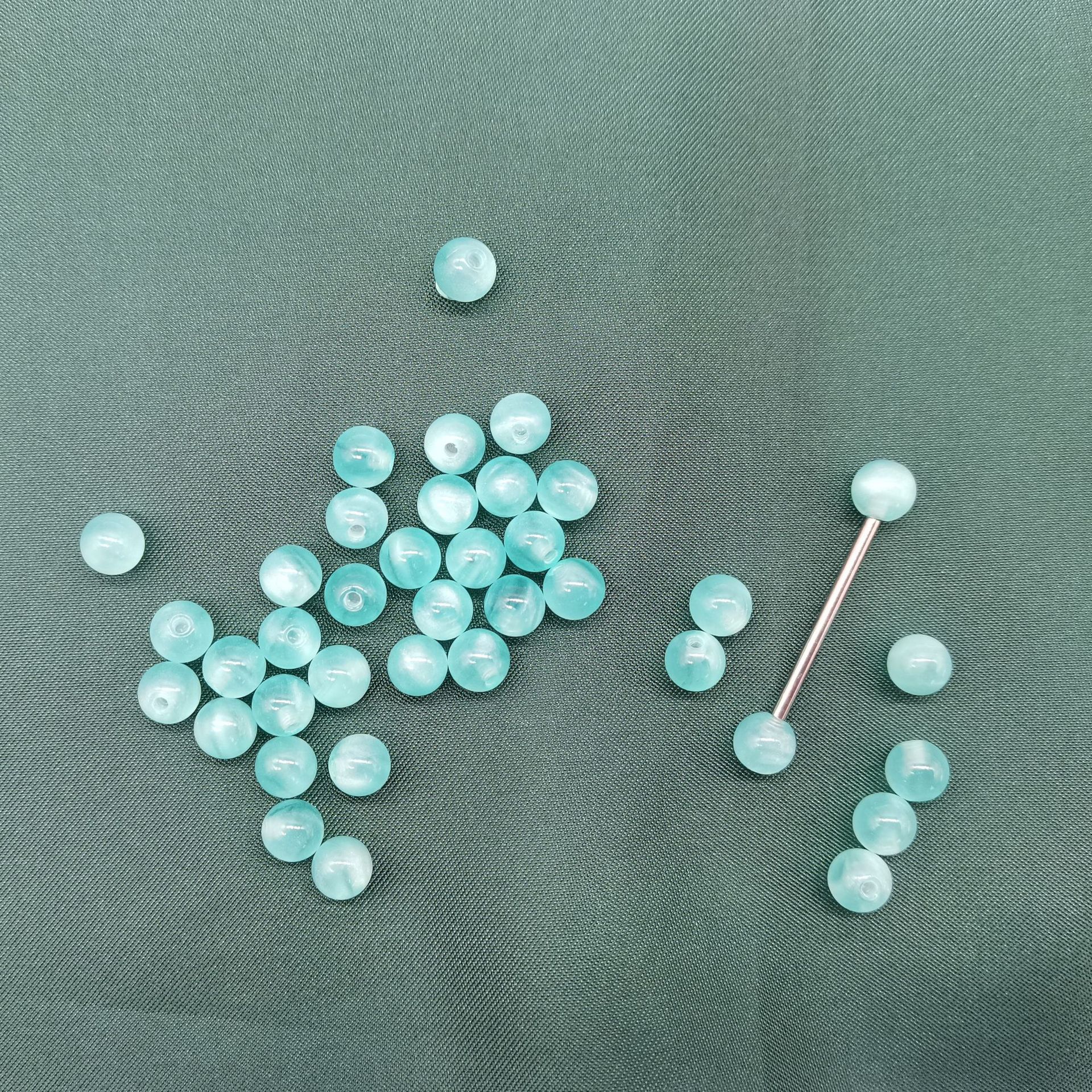 G23 Titanium Tongue Nail with Cat's Eye Stone Effect Acrylic Ball Barbell - Tongue Piercing Jewelry - Image 2