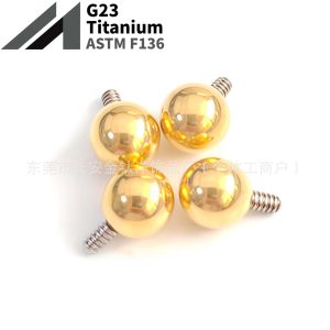 F136 Titanium 18K Gold-Plated Ball Replacement for Internally Threaded Piercing Jewelry - 5mm x 1.2mm Thread