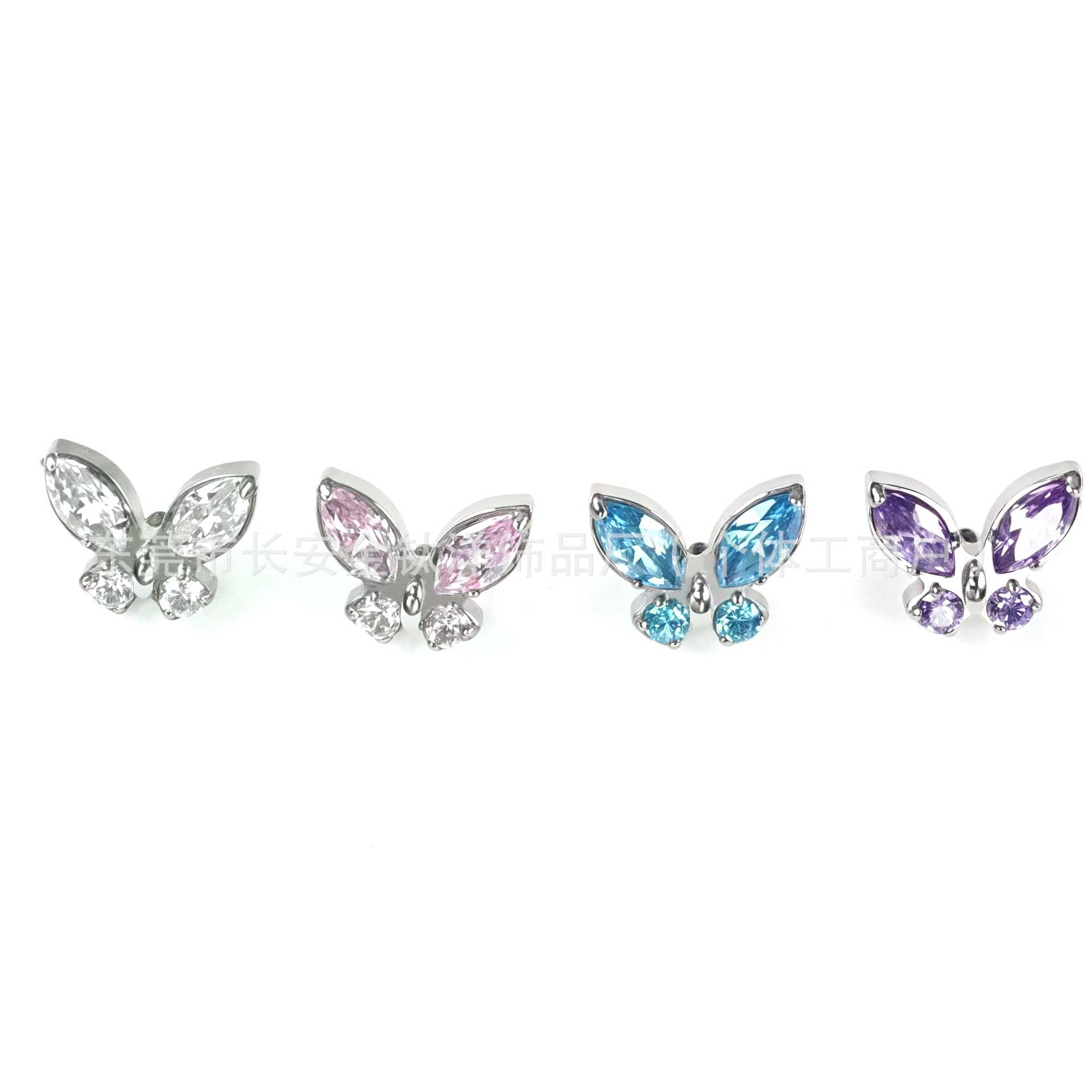 F136 Titanium Butterfly Ear Nail and Nose Nail with 5A Zircon - G23 Titanium Alloy Piercing Jewelry for Ear, Conch, and Cochlea - Image 2