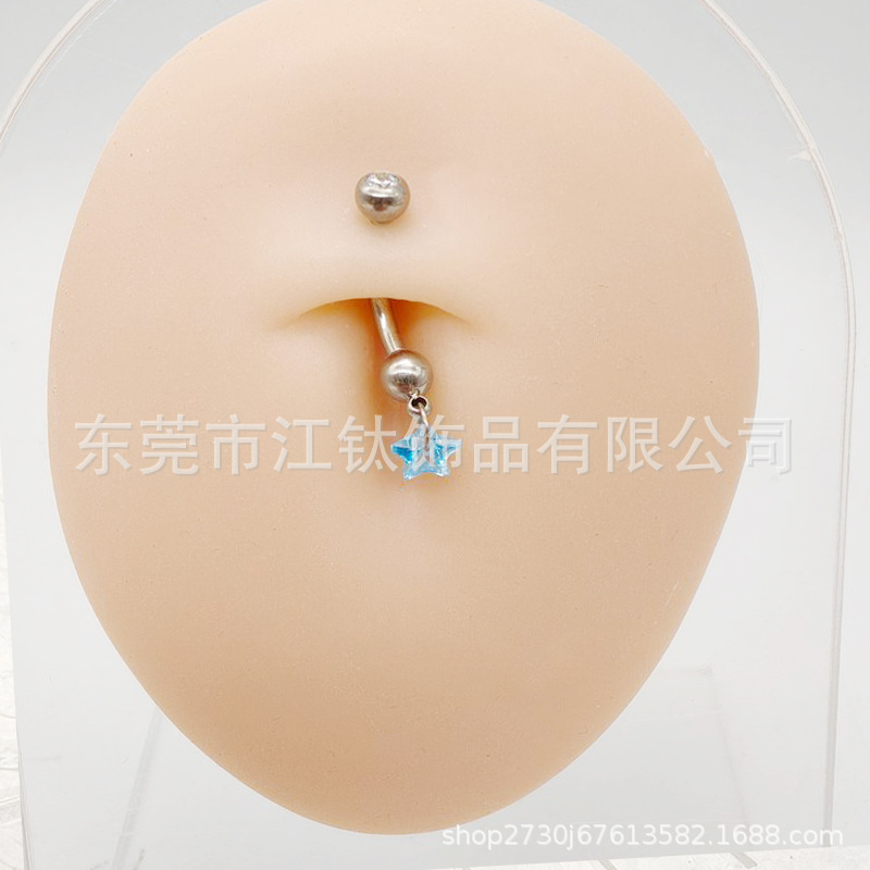 G23 Titanium Navel Ring Dangle Star Kite Stone Belly Button Piercing Jewelry - Image 2