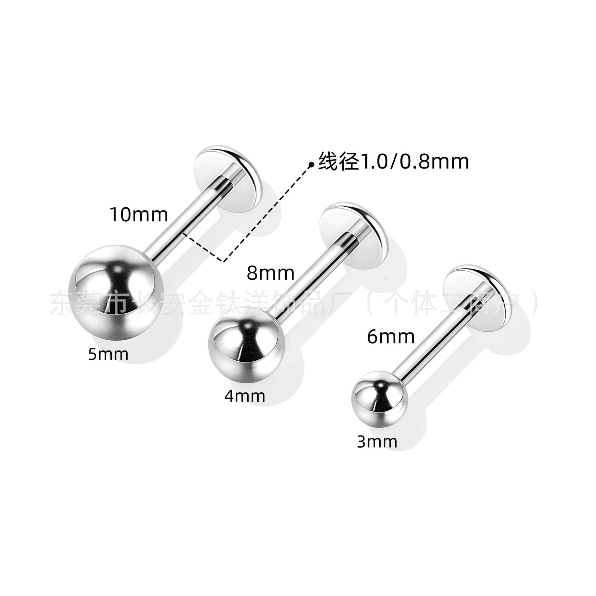 F136 Titanium 0.8/1.0mm Wire Diameter External Thread Round Ball Flat Bottom Labret Stud Lip Nail Piercing Jewelry - Image 5