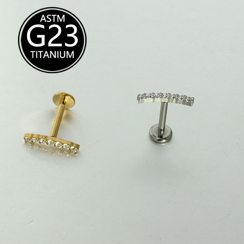 F136 Titanium Inlaid Zircon Ear Bone Nails Cross Border Titanium Body Piercing Jewelry Ear Nails Lip Nails Spot - Image 4
