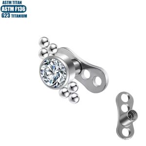 G23 Titanium Buried Nail Welding Ball Internal Thread Body Piercing Jewelry Clavicle Skin Graft Nail with Base