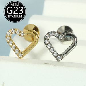 G23 Titanium Alloy Love Zircon Lip Piercing Stud Heart Shape Cartilage Earring Nose Nail Body Jewelry Wholesale
