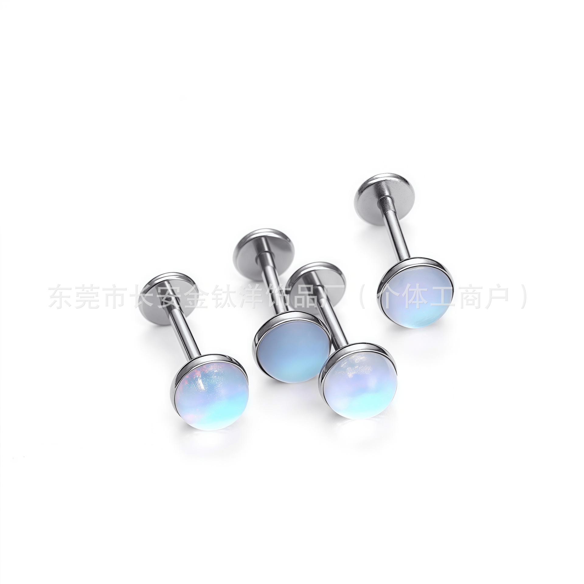 F136 Titanium Moonstone Sand Surface Opal Nose Stud Lip Stud Tongue Stud G23 Titanium Alloy Piercing Jewelry Ear Bone Stud - Image 3
