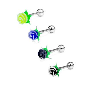 Star Shape White Tongue Ring 316L Surgical Steel Cartilage Ear Stud Body Piercing Jewelry