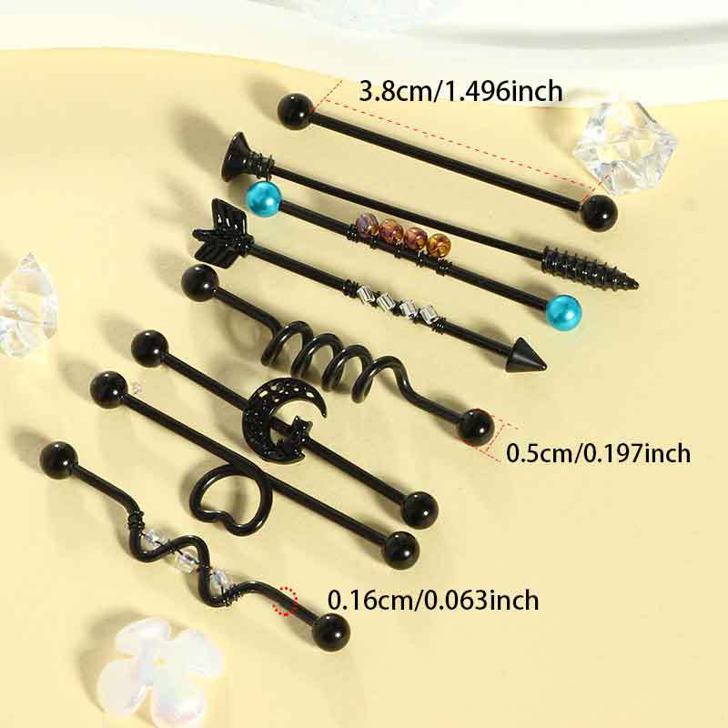 Stainless Steel Extended Rod Ear Bone Nail, Best-Selling Piercing Auricle Nail Welding Ring DIY Punk Piercing Jewelry - Image 2