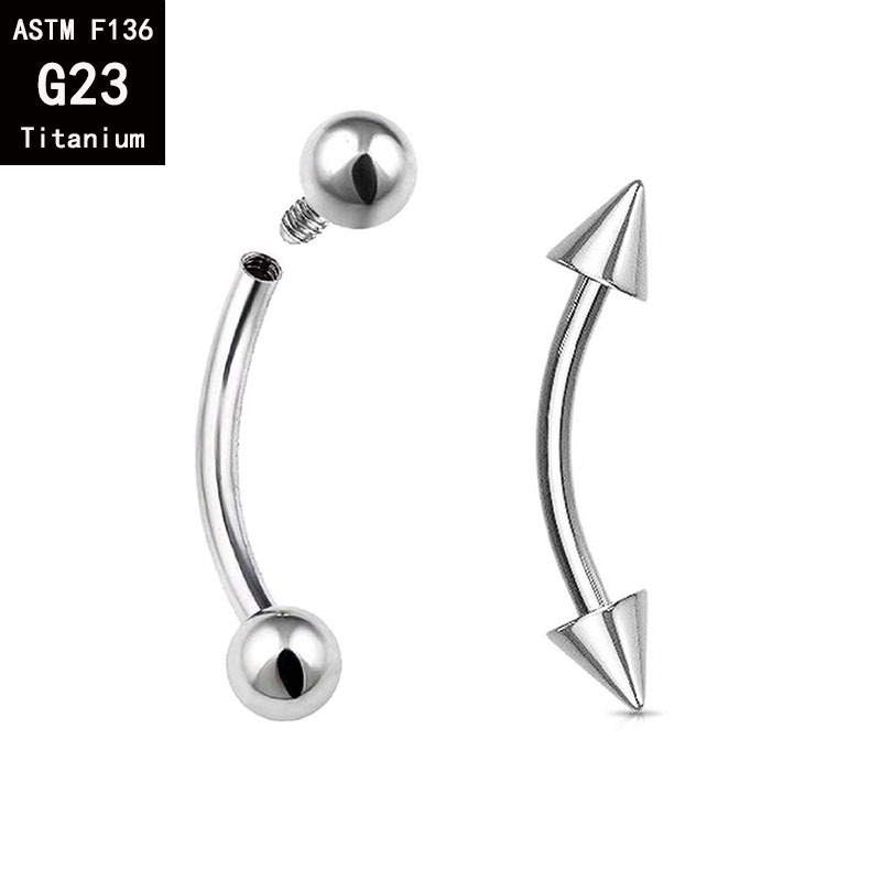 G23 Titanium Internally Threaded Double-Ended Ball Curved Barbell - C-Shaped Rod for Eyebrow & Tongue Piercing - F136 Titanium Alloy Body Jewelry - Image 5