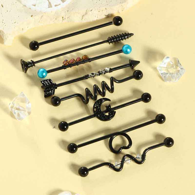 Stainless Steel Extended Rod Ear Bone Nail, Best-Selling Piercing Auricle Nail Welding Ring DIY Punk Piercing Jewelry - Image 5