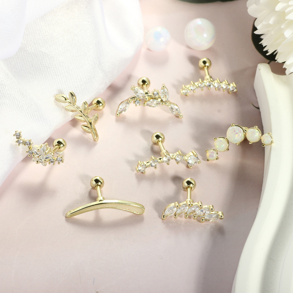 16G Star Stainless Steel Ear Bone Nail Piercing Jewelry 14K Real Gold Plating - Image 3