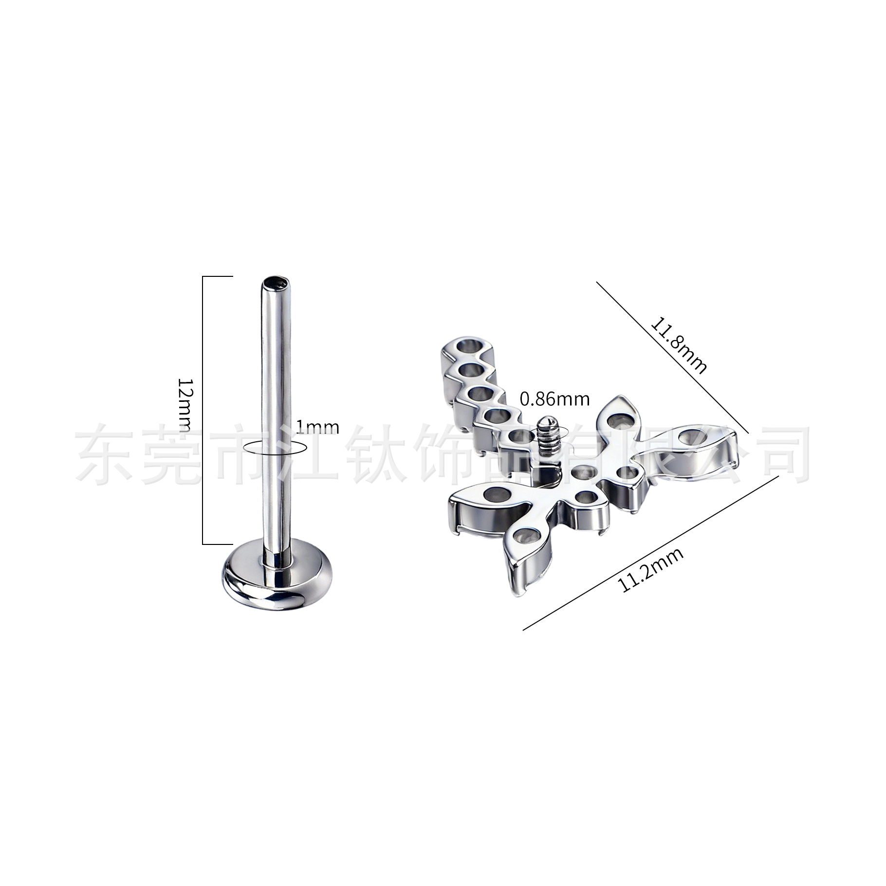 G23 Titanium Alloy Dragonfly Insect Body Piercing Ear Studs Cartilage Studs with Zircon - Image 2
