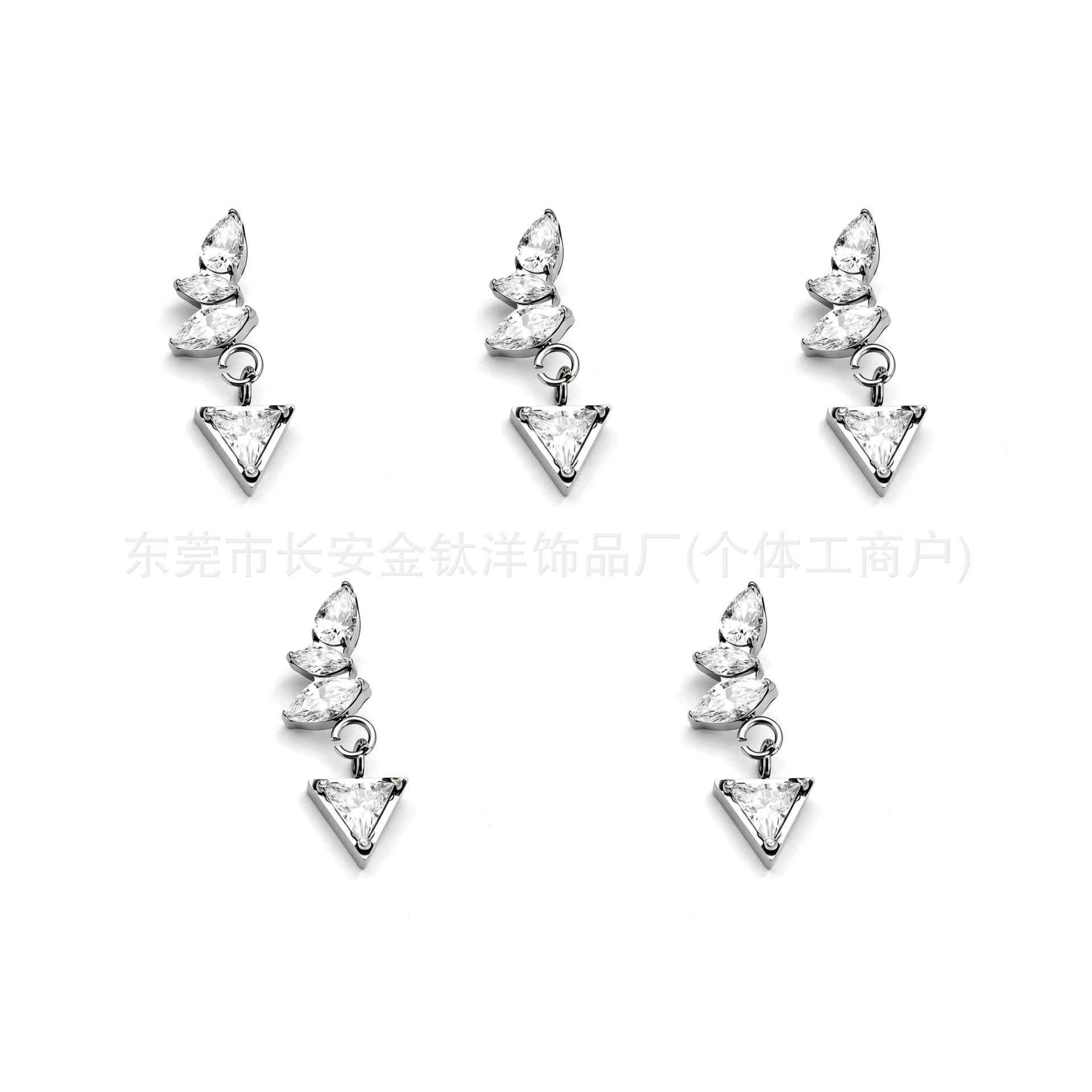 F136 Titanium Marquise Triangle Stone Pendant Zircon Lip Stud Ear Bone Stud Ear Stud G23 Titanium Alloy Body Piercing Jewelry - Image 5