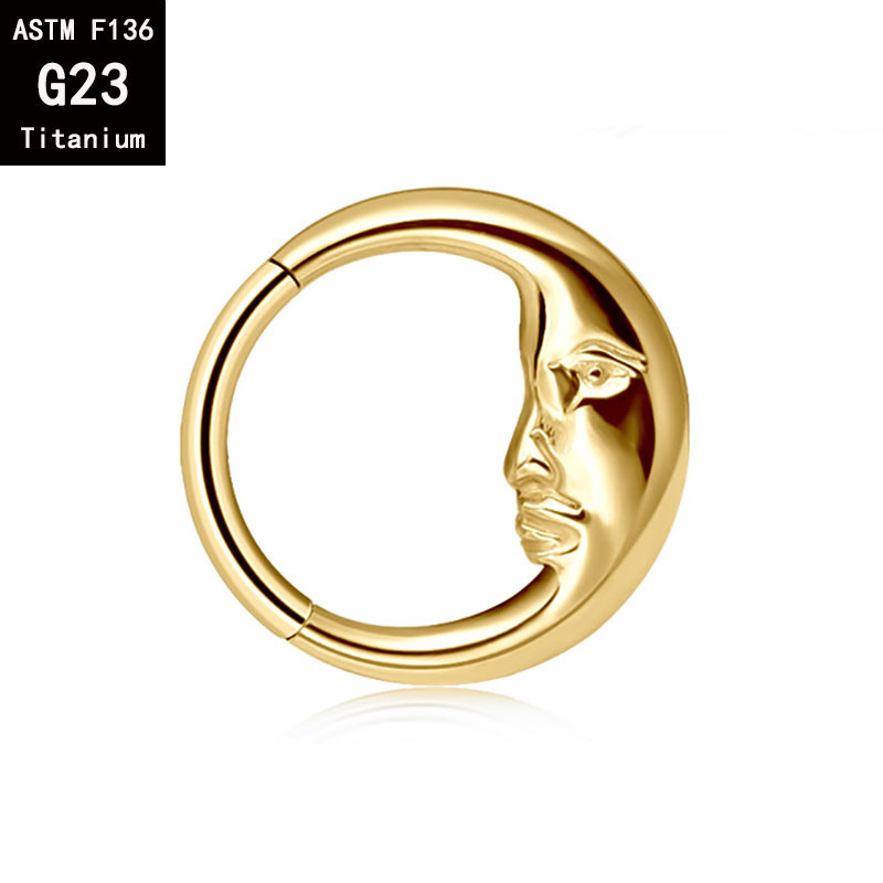 G23 Titanium New Moon Old Man Nose Ring Septum Ring F136 Titanium Alloy Seamless Earring Body Piercing Jewelry - Image 2