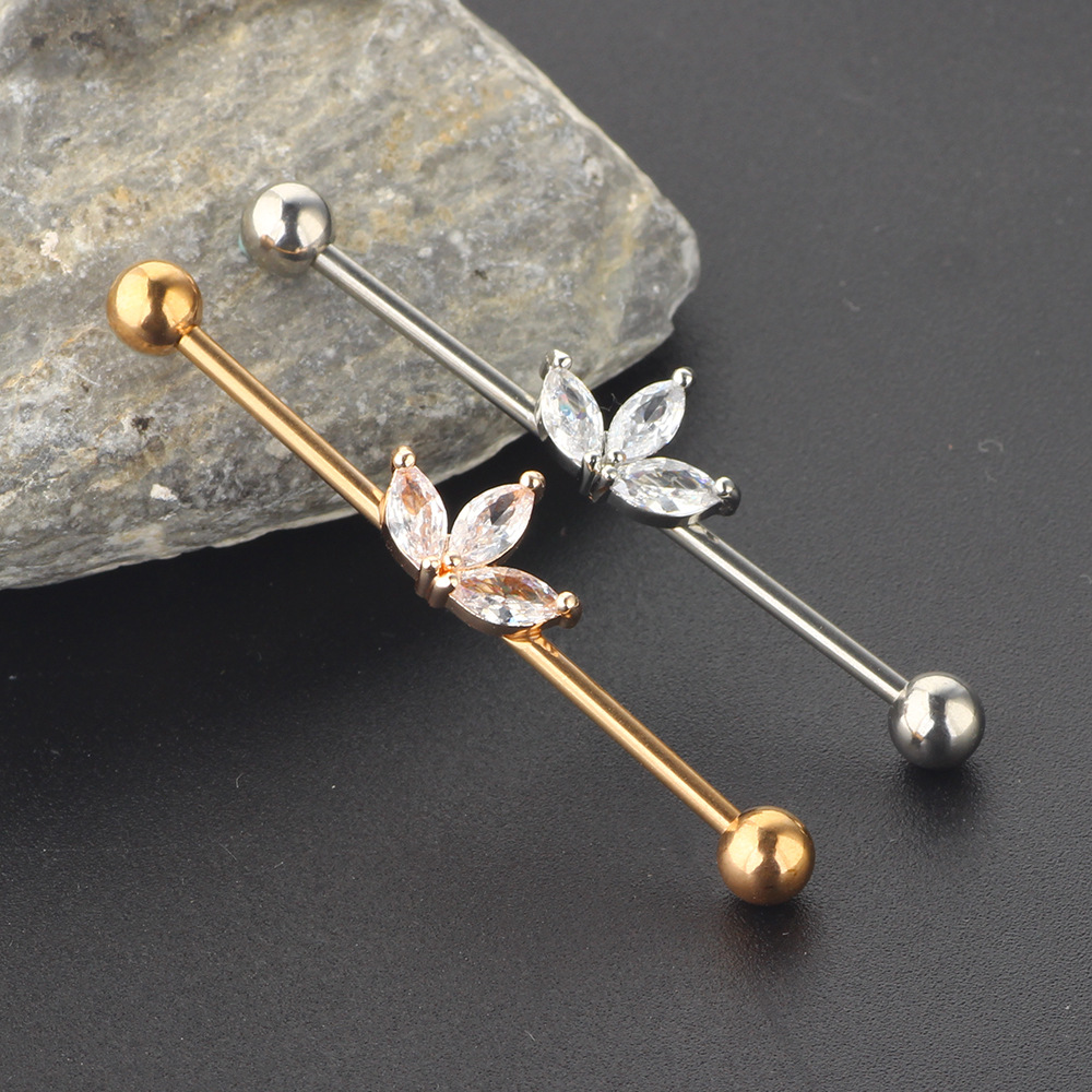 Retro Sun Industrial Zirconium Bone Nail Earring Stainless Steel Piercing Jewelry for Women Men - Image 4