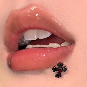 Vintage Cross 16G Lip Labret Stud CZ Zircon External Thread 316L Surgical Steel Lip Piercing Jewelry