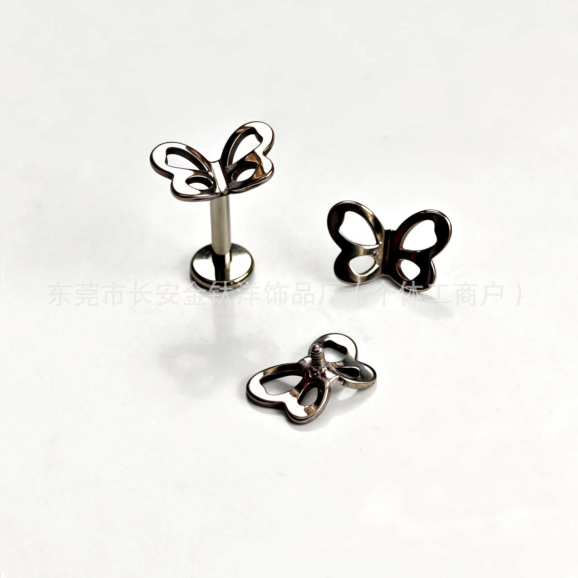 F136 Titanium Hollow Butterfly Threaded Ear Nail Stud Ear Piercing Jewelry G23 Titanium Alloy - Image 2