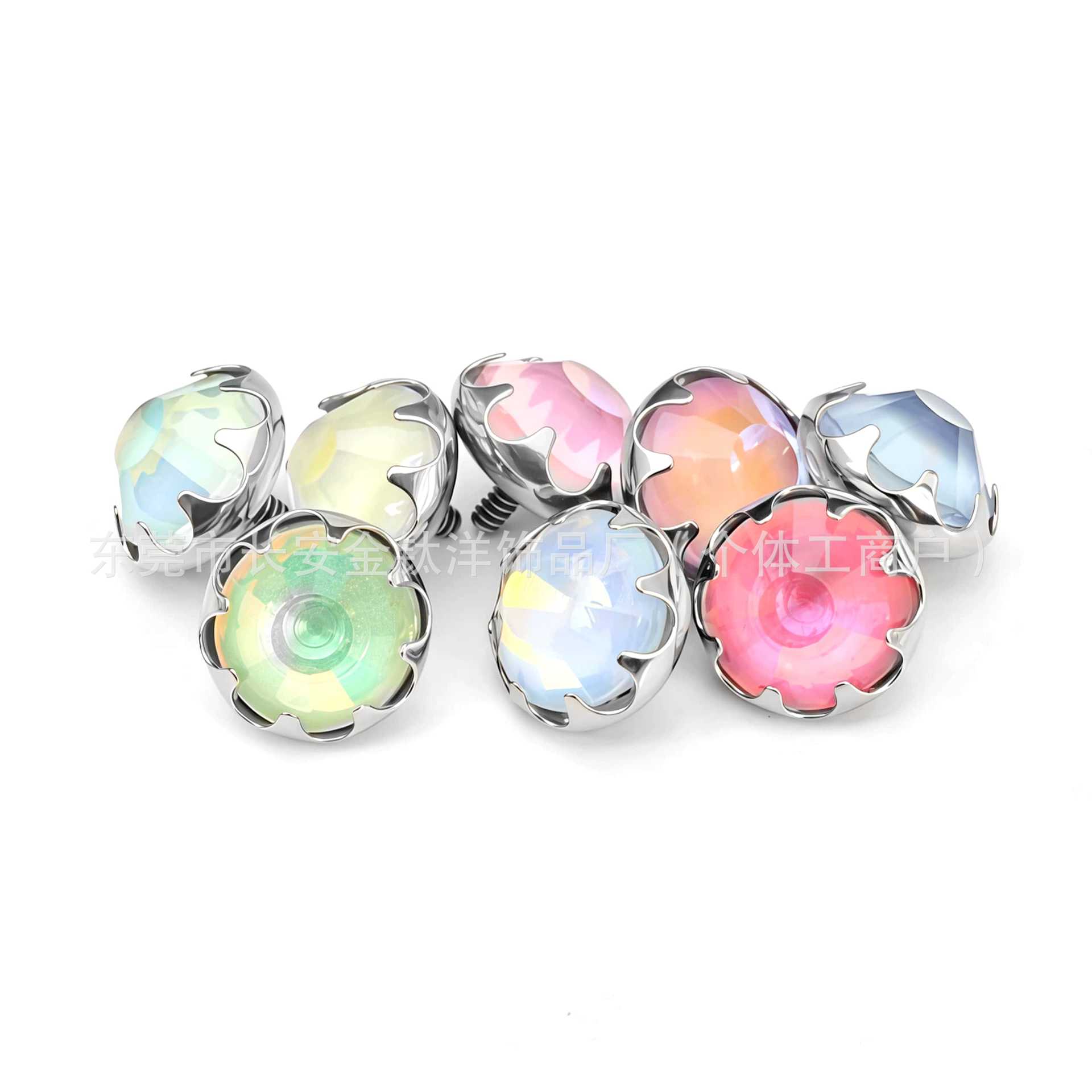 F136 Titanium Serrated Coated Czech Crystal Edge-Studded Tongue Piercing Ear Stud Navel Piercing G23 Titanium Alloy Body Jewelry - Image 5