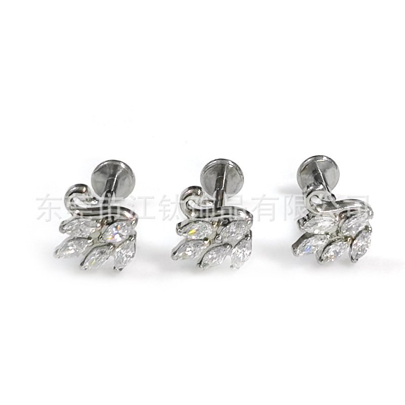 G23 Titanium Swan Zircon Lip Nail Ear Cuff Cross-border Body Piercing Jewelry - Image 5