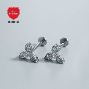 G23 Titanium Alloy Labret Stud with 5A Zircon Lip Piercing Jewelry Cross Border Best Selling Custom Earrings